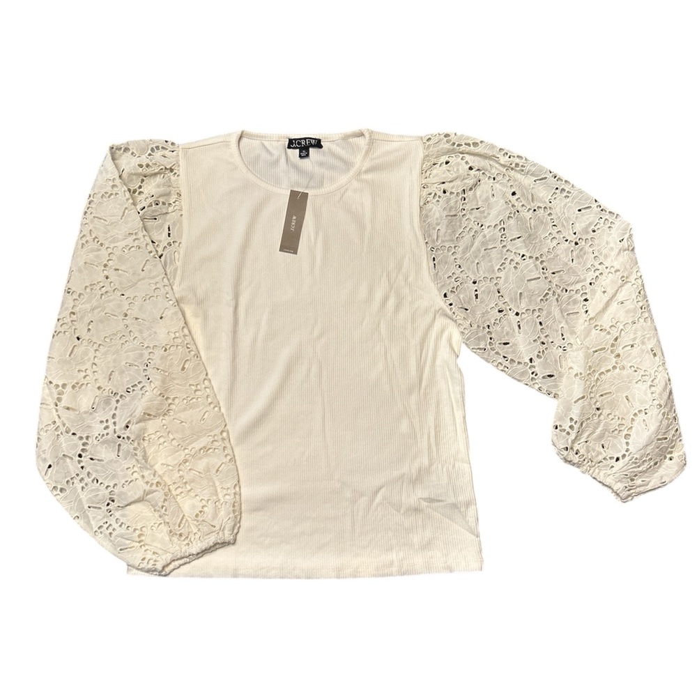 J. Crew Women’s Vintage Rib Top Cotton Long Sleeve Top Size XL NWT
